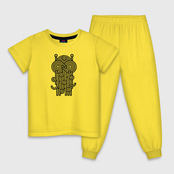 Пижама хлопковая детская Летающий макаронный монстр, цвет: желтый