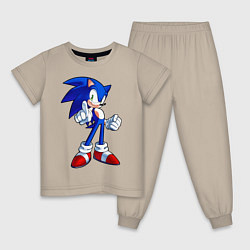 Пижама хлопковая детская SONIC, цвет: миндальный