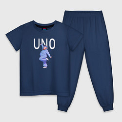 Пижама хлопковая детская Little Big: UNO, цвет: тёмно-синий