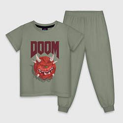 Пижама хлопковая детская DOOM, цвет: авокадо