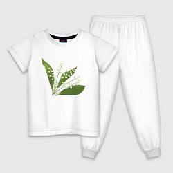 Пижама хлопковая детская Весна 2020, цвет: белый