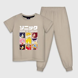 Пижама хлопковая детская Японский Sonic, цвет: миндальный