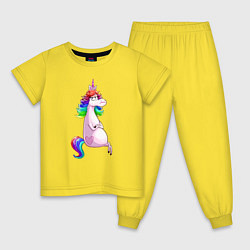 Пижама хлопковая детская Единорог, цвет: желтый