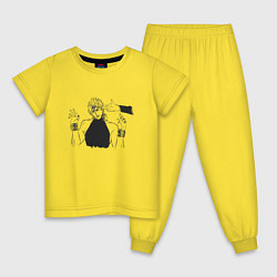 Пижама хлопковая детская JOJOS BIZARRE ADVENTURE, цвет: желтый