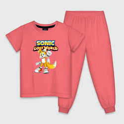 Пижама хлопковая детская Sonic, цвет: коралловый