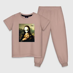 Пижама хлопковая детская Mona Lisa, цвет: пыльно-розовый