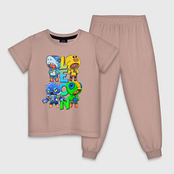 Пижама хлопковая детская Brawl Stars Leon Quattro, цвет: пыльно-розовый