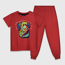 Пижама хлопковая детская Берегись бернского зеннехунда, цвет: красный