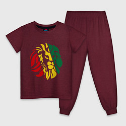 Пижама хлопковая детская Раста лев, цвет: меланж-бордовый
