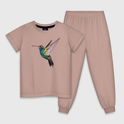 Пижама хлопковая детская Колибри, цвет: пыльно-розовый