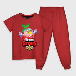 Пижама хлопковая детская BRAWL STARS TROPICAL SPROUT, цвет: красный