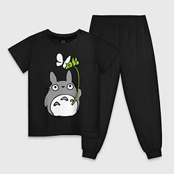 Пижама хлопковая детская Totoro и бабочка, цвет: черный