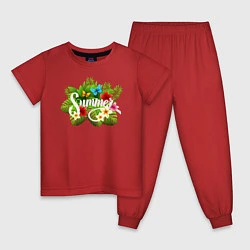 Пижама хлопковая детская ЛЕТО, цвет: красный