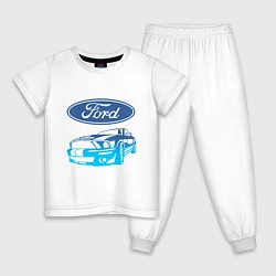 Пижама хлопковая детская Ford Z, цвет: белый