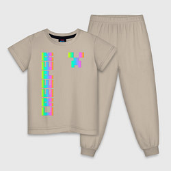 Пижама хлопковая детская MINECRAFT CREEPER, цвет: миндальный