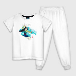 Пижама хлопковая детская Mulan Warrior, цвет: белый