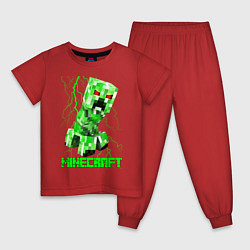 Пижама хлопковая детская MINECRAFT CREEPER, цвет: красный