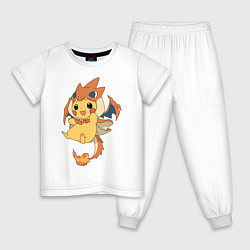 Пижама хлопковая детская Покемон ПИКАЧУ, цвет: белый