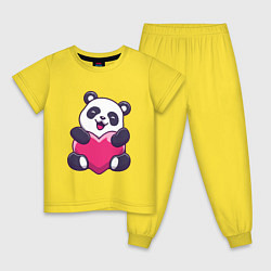Пижама хлопковая детская Панда love, цвет: желтый
