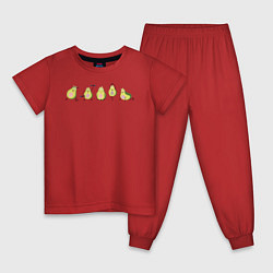 Пижама хлопковая детская Спортивные авокадо, цвет: красный