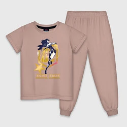 Пижама хлопковая детская Лига справедливости, цвет: пыльно-розовый