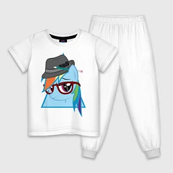 Пижама хлопковая детская Rainbow Dash hipster, цвет: белый