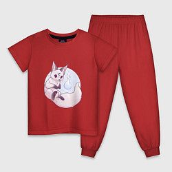 Пижама хлопковая детская Мистический лисёнок, цвет: красный