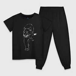 Пижама хлопковая детская Пантера, цвет: черный
