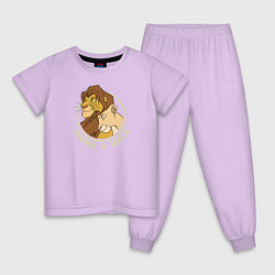 Пижама хлопковая детская Симба и Нала, цвет: лаванда
