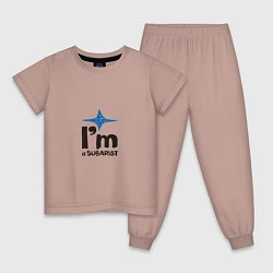 Пижама хлопковая детская Я субарист, цвет: пыльно-розовый