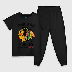 Пижама хлопковая детская CHICAGO BLACKHAWKS NHL, цвет: черный