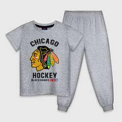 Пижама хлопковая детская CHICAGO BLACKHAWKS NHL, цвет: меланж