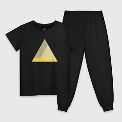 Пижама хлопковая детская Градиентный треугольник 5, цвет: черный