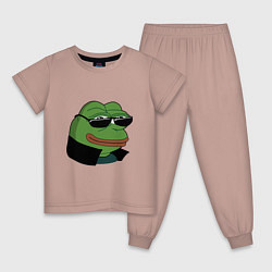 Пижама хлопковая детская Pepe в очках EZ, цвет: пыльно-розовый