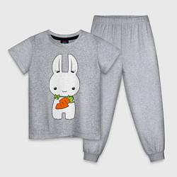 Пижама хлопковая детская Зайчик с морковкой, цвет: меланж