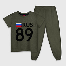 Пижама хлопковая детская RUS 89 цвета меланж-хаки — фото 1