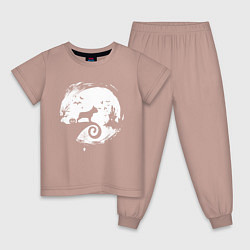 Пижама хлопковая детская Полнолуние Французский бульдог, цвет: пыльно-розовый