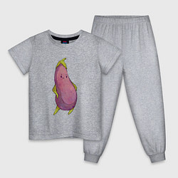Пижама хлопковая детская Довольный баклажан, цвет: меланж