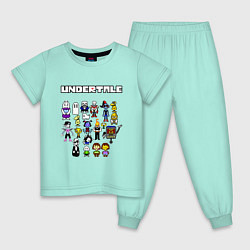 Пижама хлопковая детская UNDERTALE, цвет: мятный