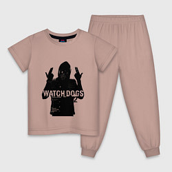 Пижама хлопковая детская Watch dogs 2 Z, цвет: пыльно-розовый