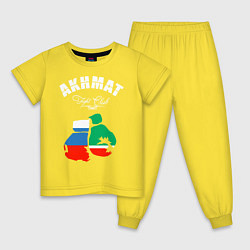 Пижама хлопковая детская Akhmat Fight Club цвета желтый — фото 1