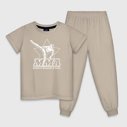 Пижама хлопковая детская MMA, цвет: миндальный