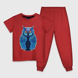 Пижама хлопковая детская Следящая сова, цвет: красный