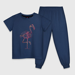 Пижама хлопковая детская Узорчатый фламинго, цвет: тёмно-синий