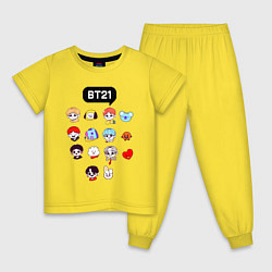 Пижама хлопковая детская BTS BT21, цвет: желтый