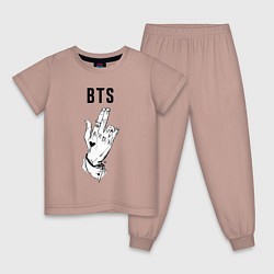 Пижама хлопковая детская BTS, цвет: пыльно-розовый