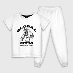 Пижама хлопковая детская Global Gym, цвет: белый