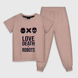 Пижама хлопковая детская LDR Glitch, цвет: пыльно-розовый