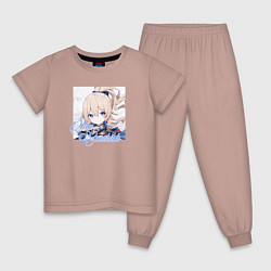 Пижама хлопковая детская Genshin Impact, цвет: пыльно-розовый