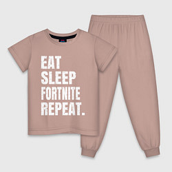 Пижама хлопковая детская EAT SLEEP FORTNITE REPEAT, цвет: пыльно-розовый